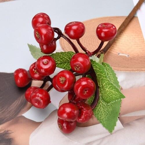 For New Year Decoration Crafts Artificial Red Berries Decorations Plastic Living Room Bedroom Foam 18cm In Length Fake Flower
