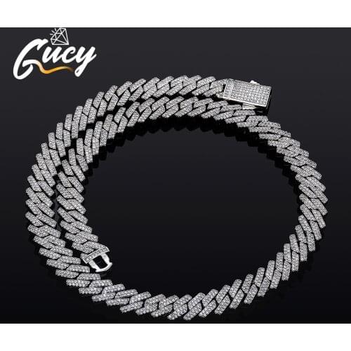 GUCY 10MM High QualityMiami Cuban Link Necklace Bling AAAA Zircon Charm Mens Hip Hop Chain Women Jewelry