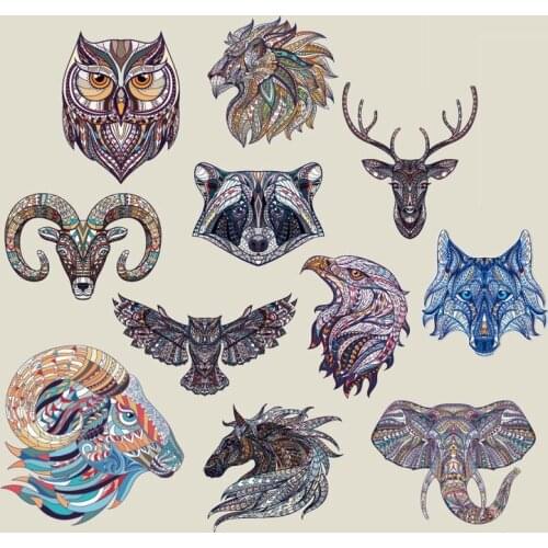 Hot Transfer Printing Clothing Accessories Owl, Deer and Tiger Hot Painting Patterns