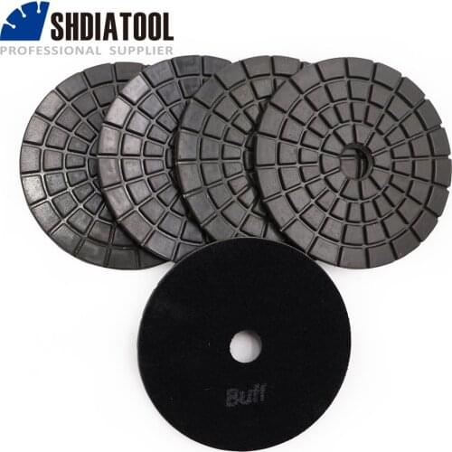 SHDIATOOL 5pcs Black Buff Professional polishing pads resin bond Diamond sanding disc for granite marble ceramic