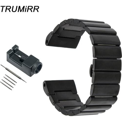 26mm Stainless Steel Watch Band + Link Remover for Seiko Velatura / SRH SPC007 Wrist Strap Butterfly Clasp Bracelet Black Silver