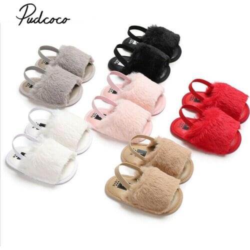 2020 Summer Soft hair style Classic Baby Girl Slipper Sandals Breathable Baby Fur Shoes Simple Elastic Sandals princess Baby