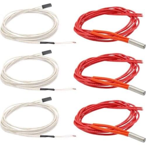3Pcs Ntc 3950 100K Thermistor With 1 Meter Wiring And Female Pin Head + 3Pcs 12V 40W 620 Ceramic Cartridge Heater For 3D Printer