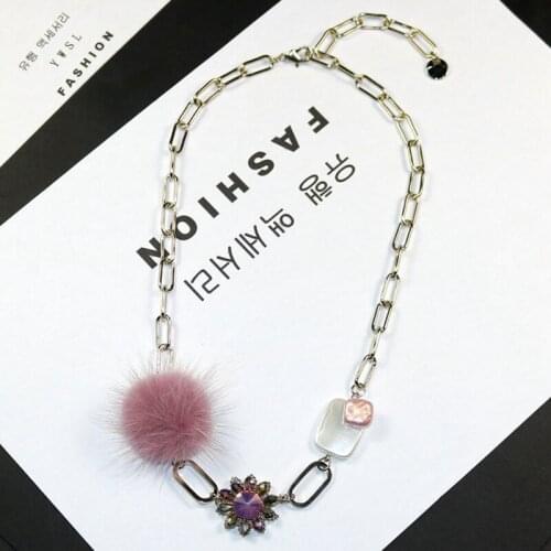 Ydgy2019 new high-grade crystal sun flower wool ball sweater chain womens versatile clavicle chain