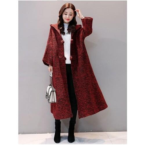 Autumn Winter New Thick Coat Female Large Size Loose Thin Temperament Fashion Long Hooded Womens Cardigan Coat Womens Clothing