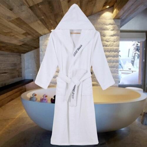 Winter Warm Robes Women Hooded 100% Cotton Bridesmaid Thick Long Absorb Water Bathrobe Elegant Letter Embroidered Hood Bathrobe