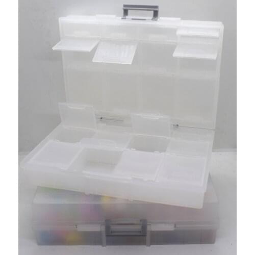 2pcs Aidetek half transparent BOX-ALL-24 small parts beads stationery jewelry box organizer 3 sizes 24 compartments