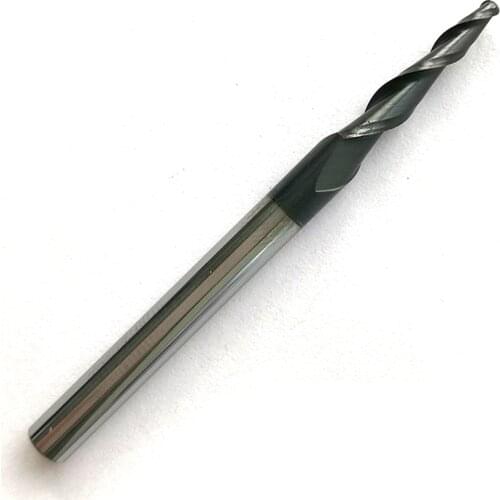 Free shipping -2pcs HRC55 R1.0*D4*15*50L*2F Tungsten solid carbide Coated Taper Ball Nose End Mills taper and cone endmills