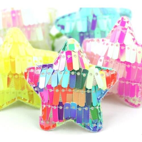 24Pcs 4.8cm Glitters Sequins Stars Padded Appliques For Baby Headwear Hairpin Ornaments Clothes Sewing Crafts Decor Accessories