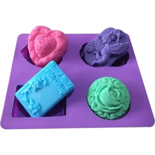 4Cavity Craft Handmade DIY Silicone Soap Mold Soap Making 3D Angel Heart Soap Mould Craft Flowers Bathroom Kitchen Soap Mold