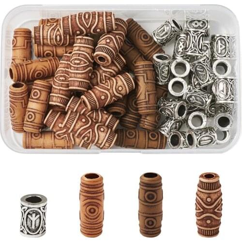 54pcs/box Mixed Color Resin Beads and Tibetan Style Alloy Column Beads for jewelry making F70