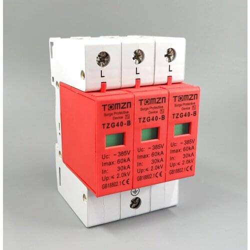 AC SPD 3P 30KA~60KA B ~385VAC House Surge Protector Protective Low-voltage Arrester Device