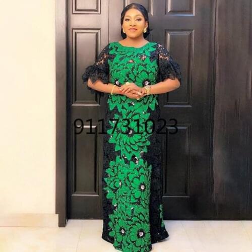 African Guipure Lace Dresses Plus Size Women Kaftan Abaya Ankara Wax Patchwork Dashiki Dress 2021 Fashion Party Gowns Outfits