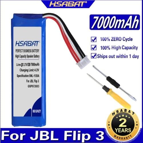 HSABAT Flip 3 7000mAh Battery for JBL Flip 3 Flip 3 GRAY GSP872693 Batteries