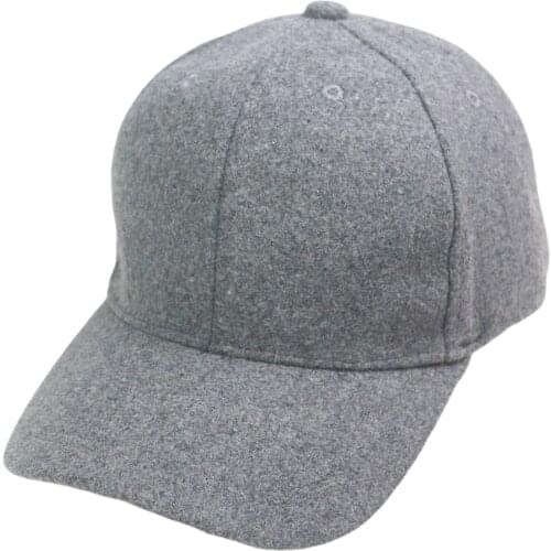 Head 58-60cm Warm Winter Woolen Baseball Cap for Men Women Adjustable Brass Buckle Plain 6 Panel Grey Black Brown Pink