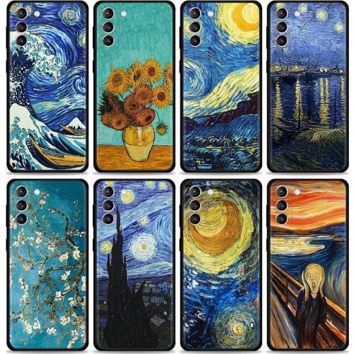 Case For Samsung S21 S20 Ultra S10 Plus S20FE Bumper Black Cover For Galaxy S10e S9 S8 S7 Caso Paintings Starry Night Van Gogh