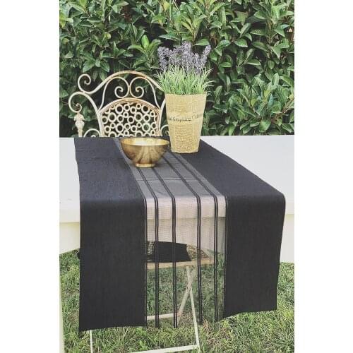 Black Laser Cut Modern Runner 40x150Cm Table Cloth Kitchenware