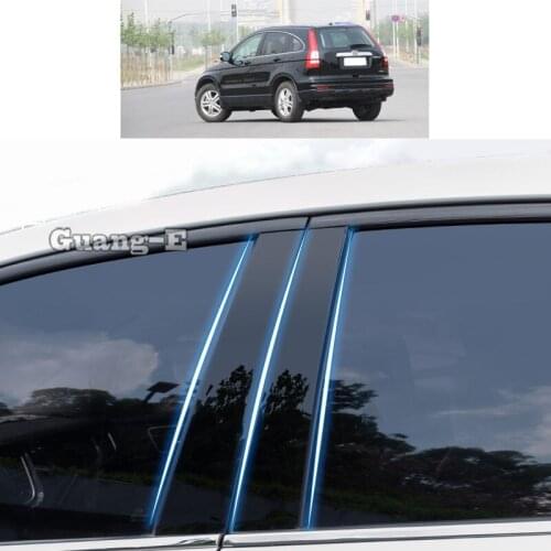 For Honda CRV CR-V 2007 2008-2010 Car PC Material Pillar Post Cover Door Trim Window Piano Black Molding Sticker Plate Parts
