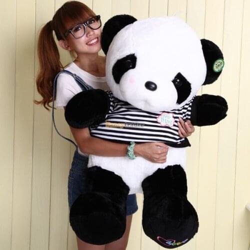 Fancytrader Big 100cm Fluffy Stuffed Panda Plush Toy White Cute Panda Doll with Tshirt for Kids Gift Free Shipping