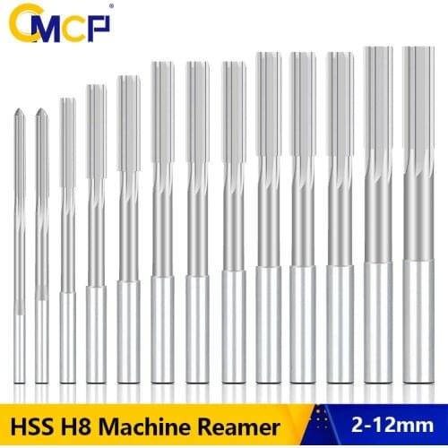 CMCP HSS H8 Machine Reamer 2-12mm Chucking Reamer Sraight Flute Reamer Common Round Shank Milling Cutter Tool