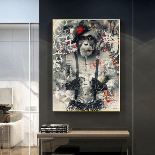 Graffiti Art Monkey Modern Animal Canvas Painting Posters and Prints Scandinavian Wall Art Picture for Room Home Decor Cuadros