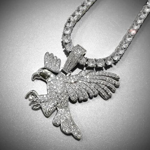Bling Eagle Pendant 2 Colors Micro Pave Zircon Necklaces Fashion Hip Hop Jewelry For Mens Gift