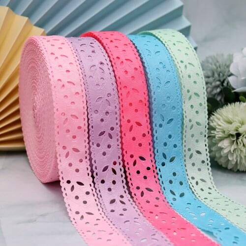 10Yards 30mm Flower Hollowed Out Grosgrain Rib Ribbon Lace For DIY Hairbows Headband Garment Trimming Giftbox Packing Bouquets