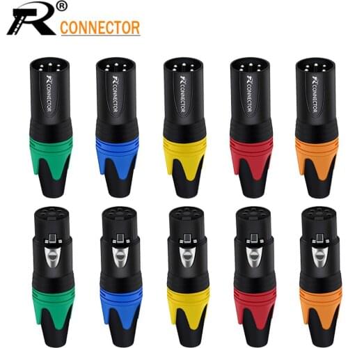 20pcs/10sets Copper 5pin XLR connector speaker CONVERTER male and female microphone plug colour mic connector