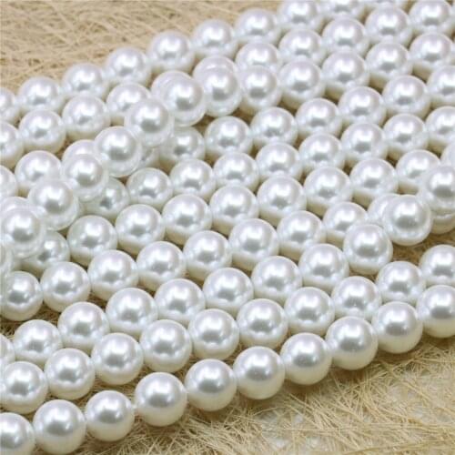 Cute/Romantic Beautiful White Artificial Shell Pearl Round Loose Beads 4/6/8/10/12/14mm Womens Jewelry Accessories 15inch Y823