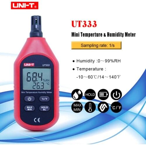 UNI-T UT333 Mini Temperature Humidity Meter Indoor Outdoor Hygrometer Overload Indication Unit Conversion LCD with Backlight