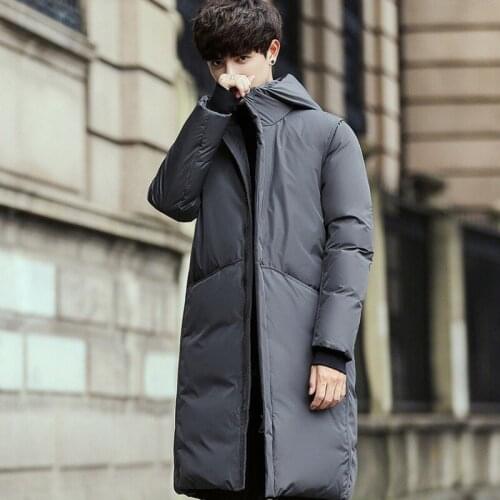 B New Winter Jackets Men Casual Mid Long Thick Winter Coat Men Solid Hooded Parka Male Clothes Overcoat Outerwear plus size 3XL