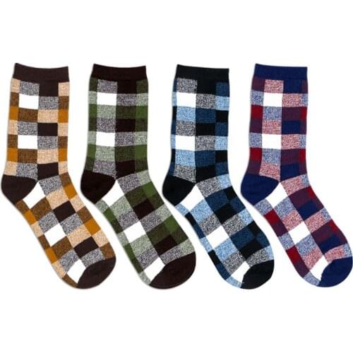 2 Pairs Mens Sock Spring Autumn Winter Cotton Shaping Male Short Socks Korean Classic Fashion Plaid Casual Tube Sock Best Gifts