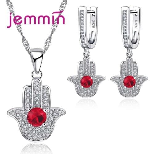 New Create Ruby Plam Jewelry Sets Fashion Women Female Wedding Bridal Necklace & Earrings Sets 925 Sterling Silver Bijoux