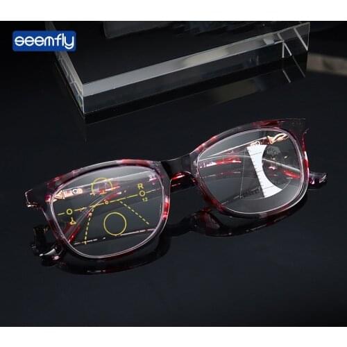 Seemfly Anti Blue Light Reading Glasses Square Intelligent Progressive Multifocal Magnifying Presbyopia Eyeglasses For Women&Men