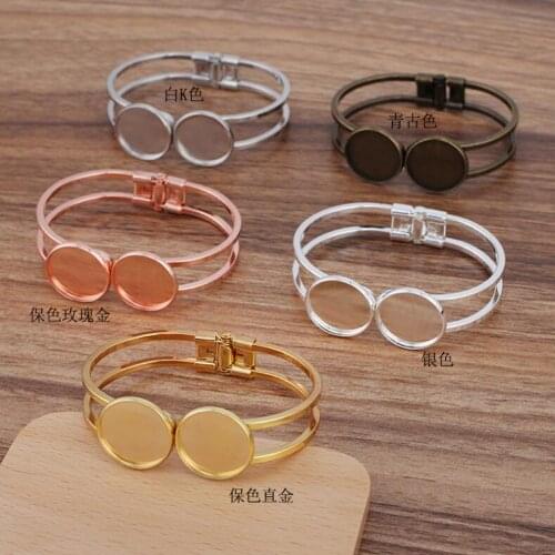 20pcs Double 20mm Blank Bangle Base Findings Cuff Bracelet Cabochon Cameo Tray Bezels Settings For Jewelry Making