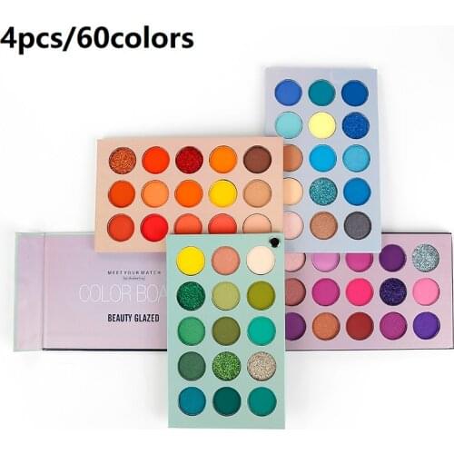 Beauty Glazed 60 Colors Eyeshadow Palette Eye Makeup Matte Pigment Smoky Eyeshadow Palette Waterproof Eye Makeup Sets TSLM2