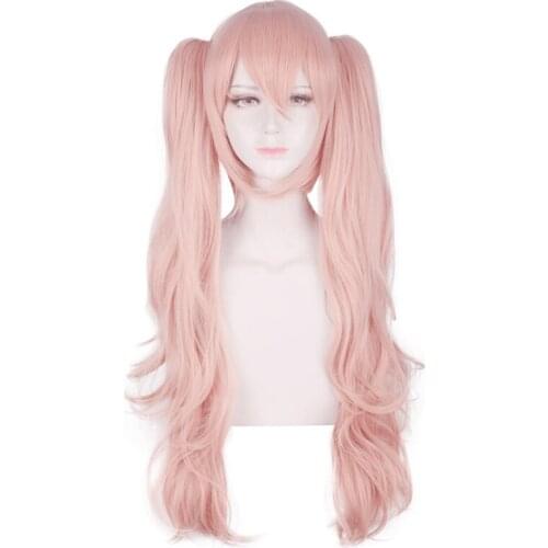 Danganronpa Junko Enoshima Wig with Clip Ponytails Dangan Ronpa Cosplay Wigs Heat Resistant Sythentic fake Hair