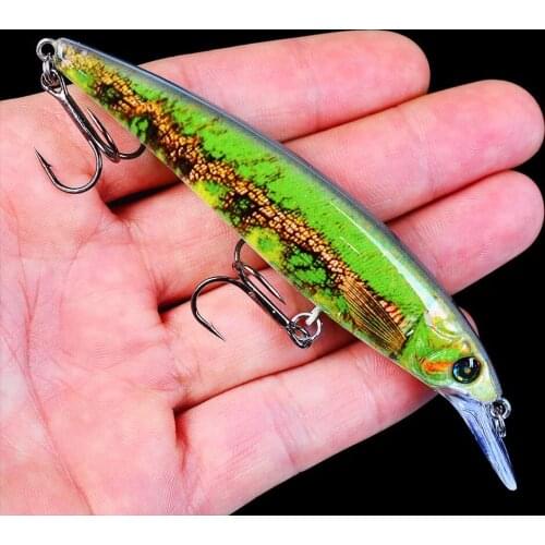 1pc Floating Minnow Painting Fishing lure 4.45"-11.3cm/14g-0.49oz Hard Bait 6 color Balancer Fishing Tackle 4# Treble Hook