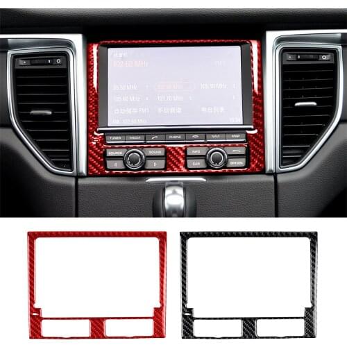 Fit For Porsche Macan 2014-2021 Real Carbon Fiber Interior GPS Navigation Panel Cover Decoration Trim Car Accessories
