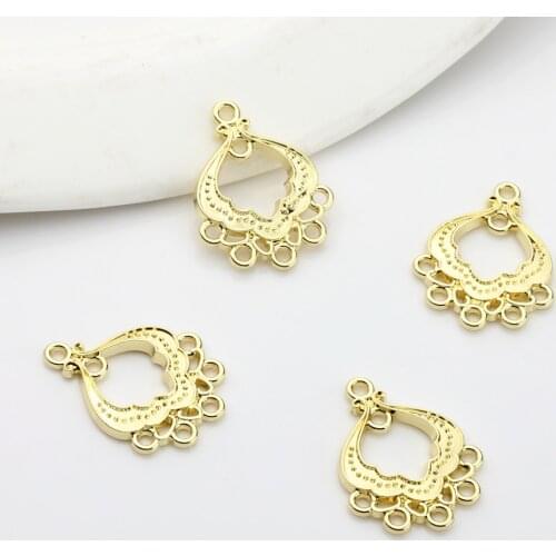 Golden Zinc Alloy Charms Water Drop Shape Connector Charms 10pcs/lot For DIY Tassel Earrings Jewelry Making Finding Accessories