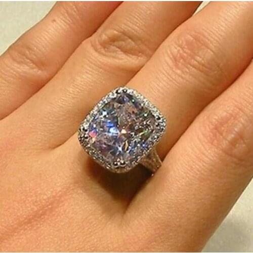 Luxury 8ct Diamond Ring 14K White Gold Jewelry Moissanite Court Engagement Wedding band Rings for Women Bridal Party accessory