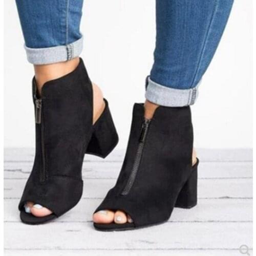 Spring Woman Sandals Ladies Shoes Gladiator Casual Peep Toe Antiskid Bottom Zipper Med Thick Heels Wedding Sandalias