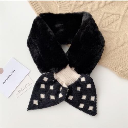 New Fashion Soft Women Faux Rabbit Fur Collar Scarf Plush Collar Neck Warmer Winter Foulard Femme knitted Shawl Wrap D181