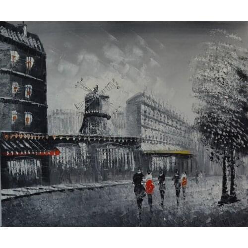Modern home decor hand-painted oil paintings restoring ancient ways of city street landscape DM15062714