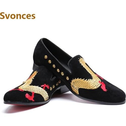 Luxury Golden Embroidery Mens Shoes Comfortable Laofers Designer Slip-On Chaussures Flats Round Toe Brand Dressing Casual Shoes