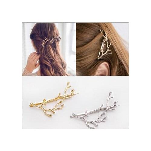 Creative Deer Horn Branch Alloy Edge Clip Side Hairpin Personality Princess Fashion Retro Word Clip