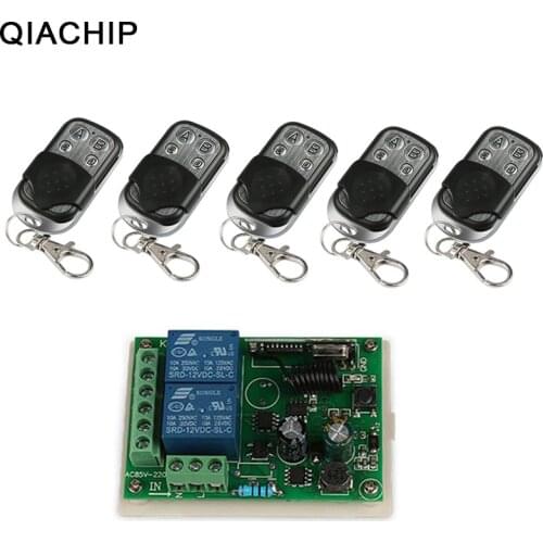 QIACHIP 433Mhz Universal Wireless Remote Control Switch AC 110V 220V 2CH RF Relay Receiver Module and 433 Mhz RF Remote Control