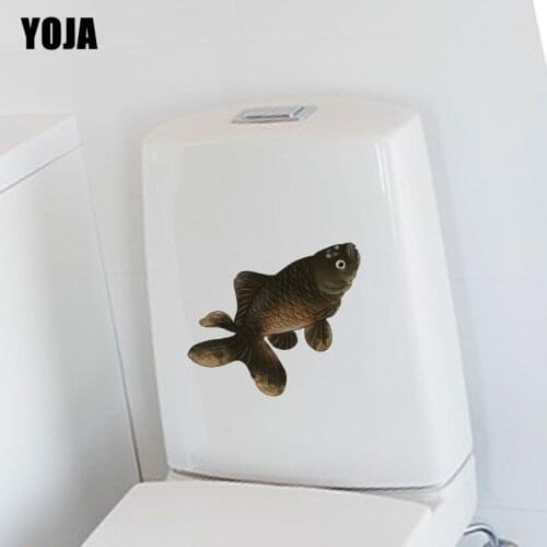 YOJA 23.8X15.3CM Black Goldfish Bedroom Home Decor Wall Sticker Toilet Decal Modern Art T3-1092