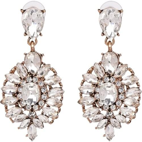 YaYi Jewelry Fashion Bohemia White Glass Crystal Rhinestone Dangle Women Hook Eardrop Wear Ear Band Long Tassel Earrings Gift