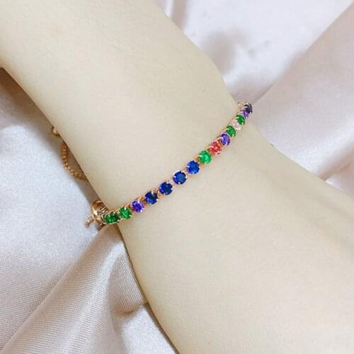 ZHOUYANG Bohemian Bracelets For Girls Women Boho Rainbow 3mm Zirconia Adjustable Bangle Jewelry Wholesale Christmas Gifts H039